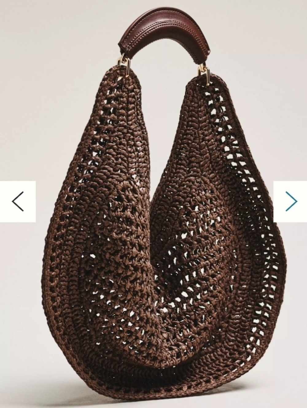 Urban Expressions Brown Woven Crescent Hobo with Padded Handle - Picture 6 of 16
